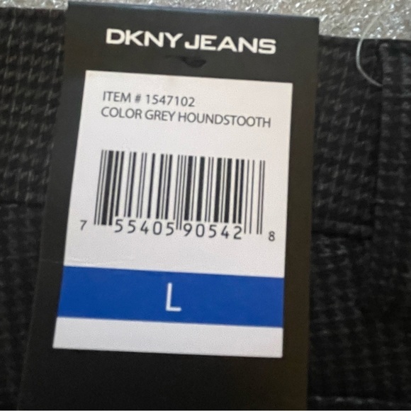 DKNY Women's Pull On Ponte Dress Ankle Pant Grey Houndstooth stretch Size L NEW - Picture 4 of 10